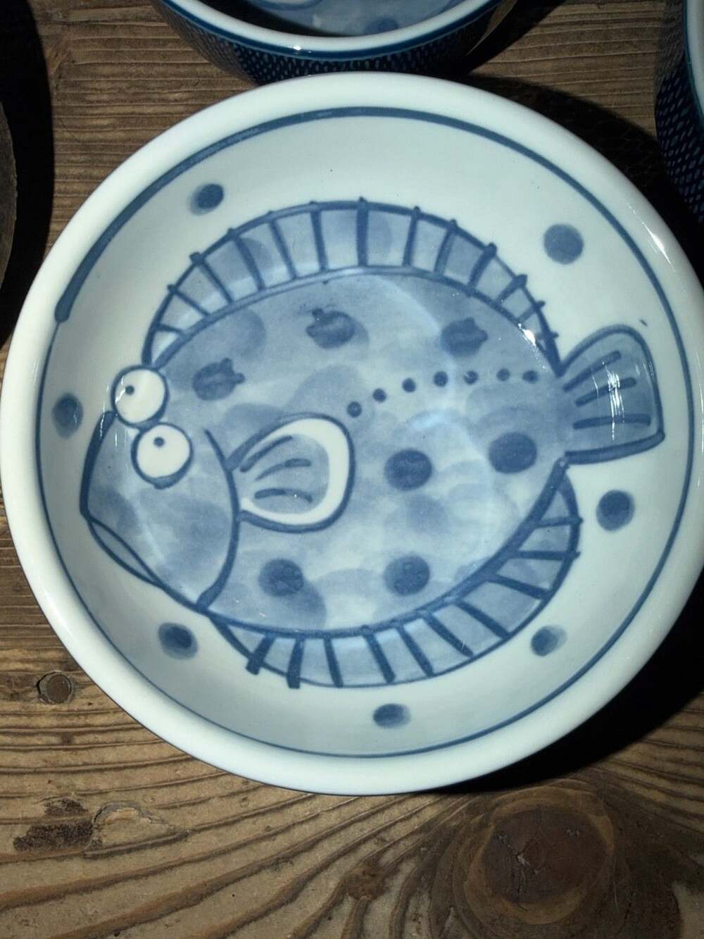 7 pc Vtg Japanese Mutsumi Ware Pufferfish Fugu Bowls Hand Painted Porcelain Set